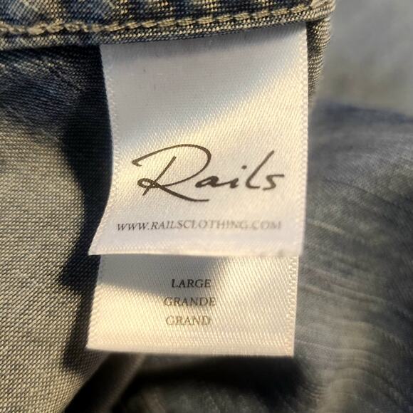 Rails Dress Womens L Mel Drop Waist Denim Fringe vintage wash cowgirl southwest - Picture 4 of 11